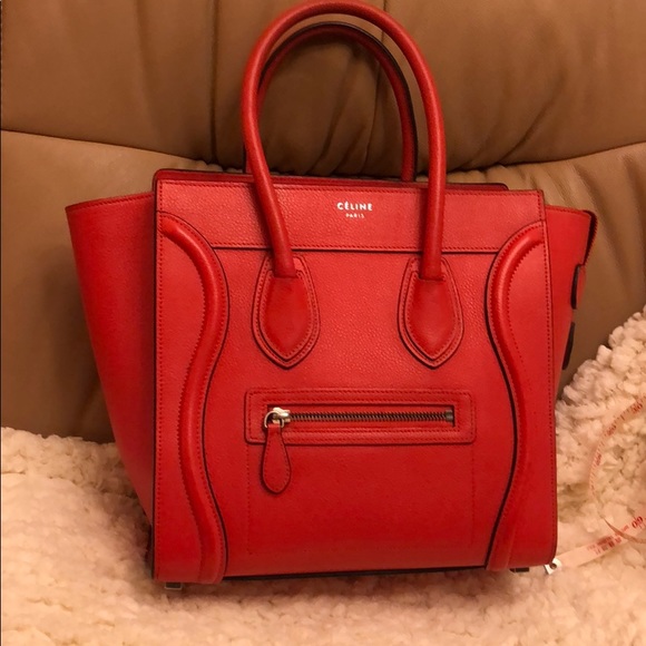 Celine Micro Red Luggage Tote - Picture 15 of 16
